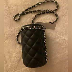 WHBM Quilted Faux Leather Chain Bottle Holder Bucket Bag!